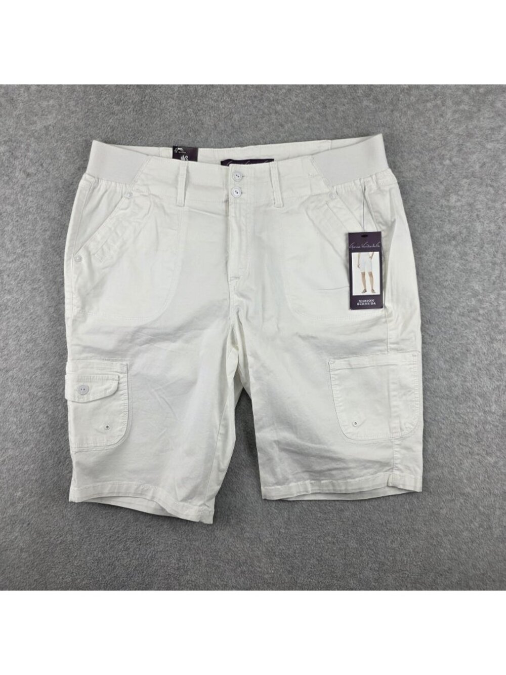 Gloria Vanderbilt Marion Bermuda Shorts Womens 10 White Cargo NWT Stretch Casual